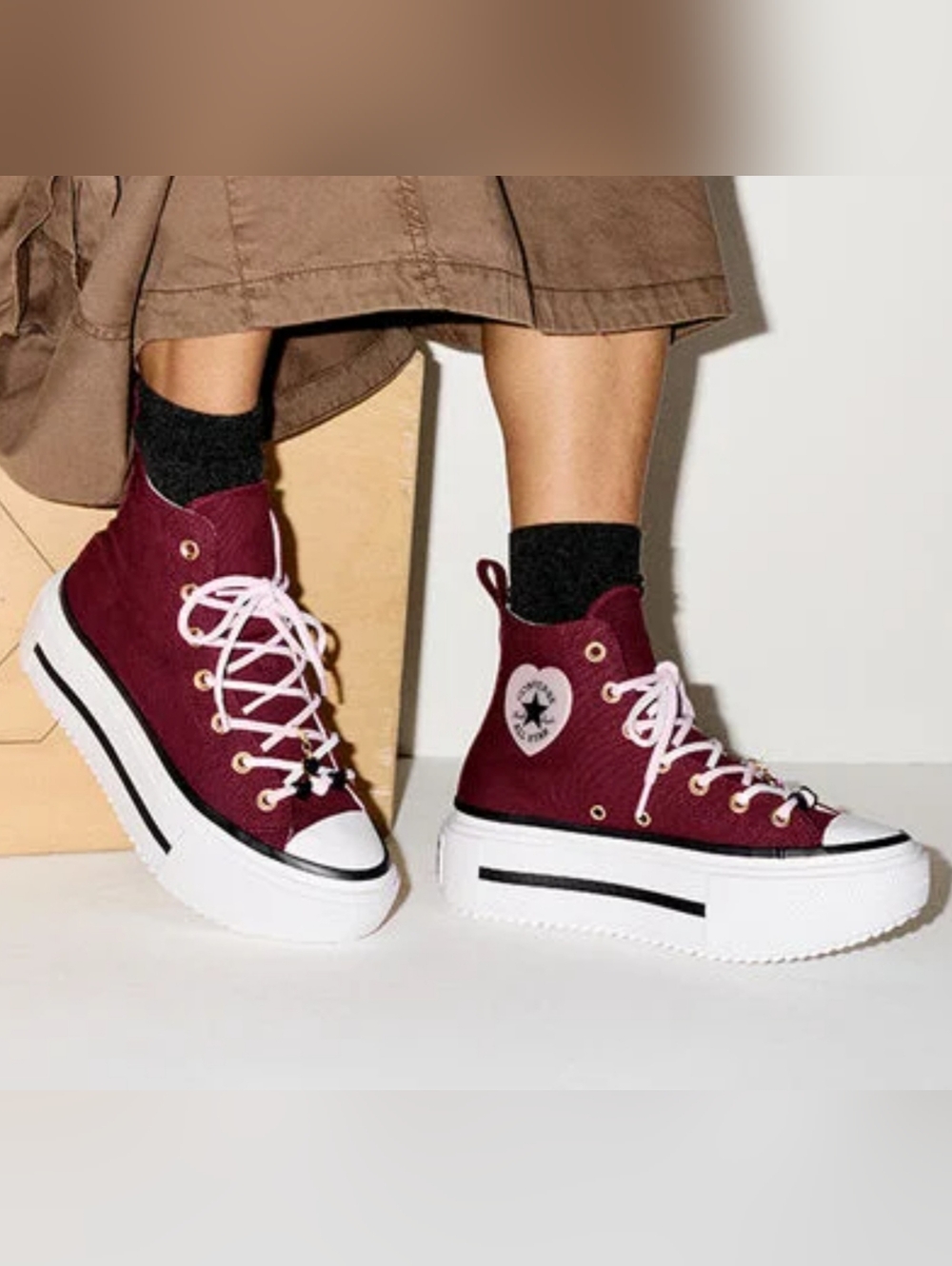 Converse Chuck Taylor All Star Double Stack Platform Heart Charm Sneaker